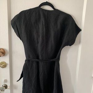 & Other Stories Wrap-Around Black Linen Dress